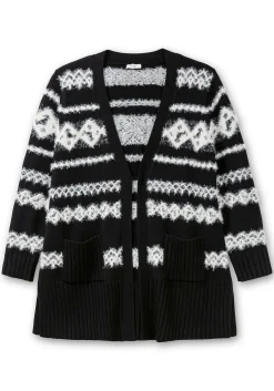 Strickjacke mit Intarsienmuster aus Flauschgarn