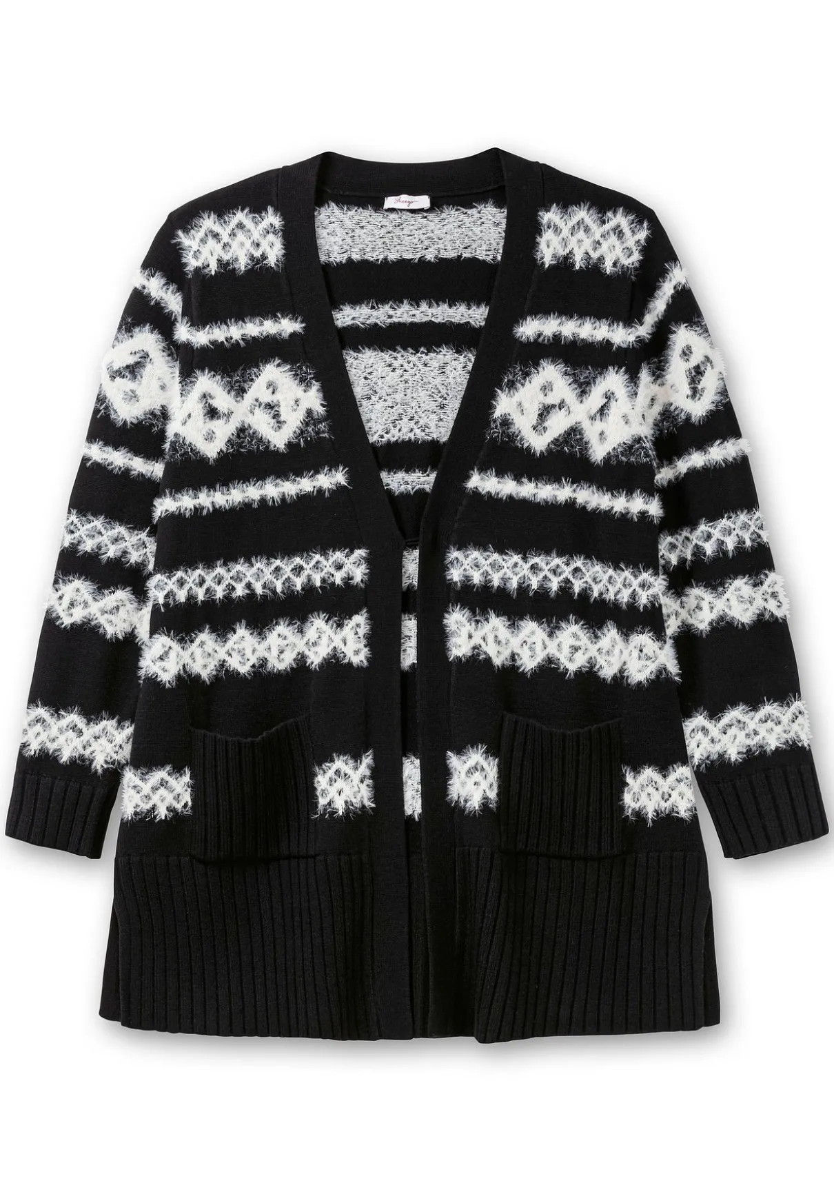 Strickjacke mit Intarsienmuster aus Flauschgarn