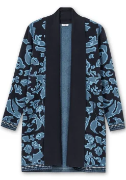 Strickjacke mit Jacquardmuster und Schalkragen