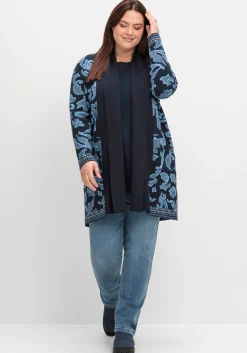 Strickjacke mit Jacquardmuster und Schalkragen