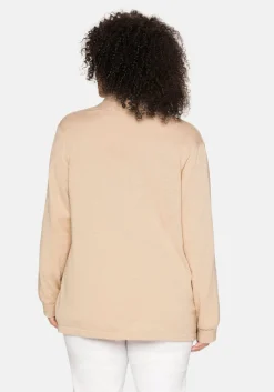 Strickjacke mit schmalem Schalkragen, offene Form