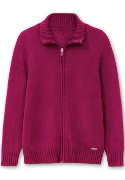 Strickjacke mit Troyerkragen und 2-Wege-Zipper
