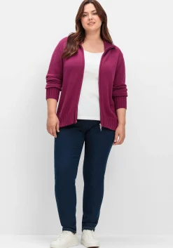 Strickjacke mit Troyerkragen und 2-Wege-Zipper