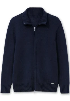 Strickjacke mit Troyerkragen und 2-Wege-Zipper