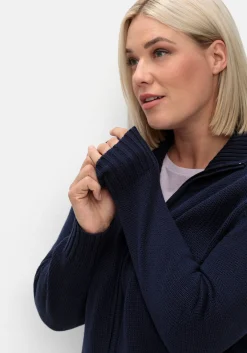Strickjacke mit Troyerkragen und 2-Wege-Zipper
