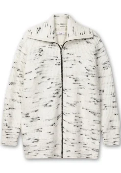 Strickjacke mit Troyerkragen und Reißverschluss