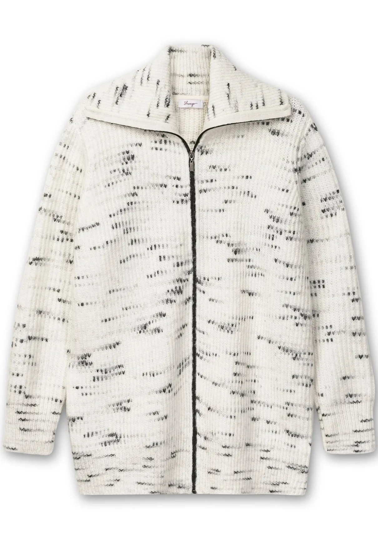 Strickjacke mit Troyerkragen und Reißverschluss