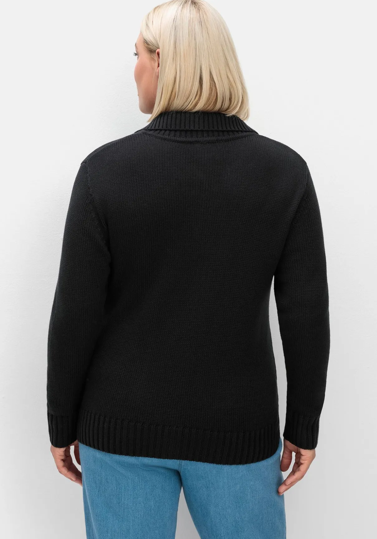 Strickjacke mit Troyerkragen und 2-Wege-Zipper