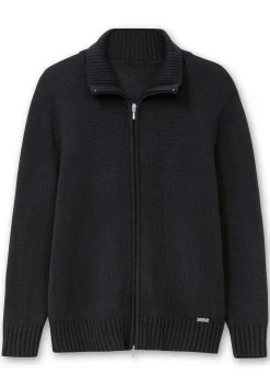 Strickjacke mit Troyerkragen und 2-Wege-Zipper