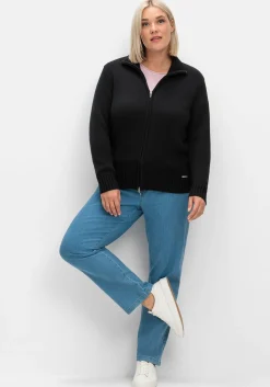 Strickjacke mit Troyerkragen und 2-Wege-Zipper