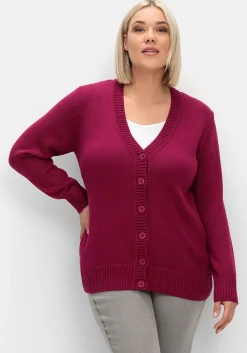 Strickjacke mit V-Ausschnitt und Knöpfen, tailliert