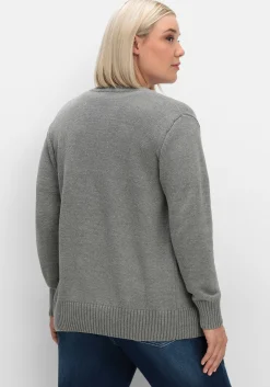 Strickjacke mit V-Ausschnitt und Knöpfen, tailliert