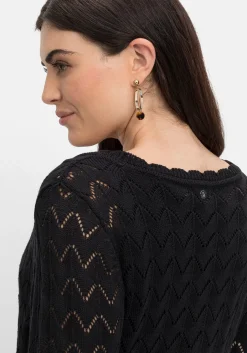 Strickkleid im Ajourmuster und in Wickeloptik