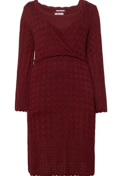 Strickkleid im Ajourmuster und in Wickeloptik