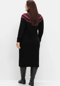 Strickkleid mit Rollkragen und Norwegermuster