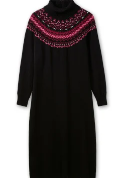 Strickkleid mit Rollkragen und Norwegermuster