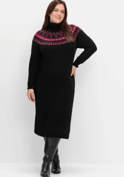 Strickkleid mit Rollkragen und Norwegermuster