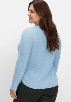 Strickpullover mit Rippmuster und Raffung seitlich