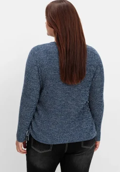 Strickpullover mit Rippmuster und Raffung seitlich