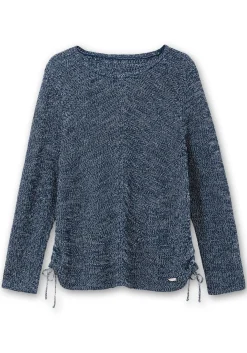Strickpullover mit Rippmuster und Raffung seitlich