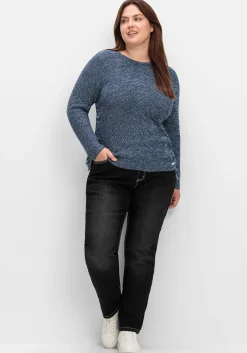 Strickpullover mit Rippmuster und Raffung seitlich