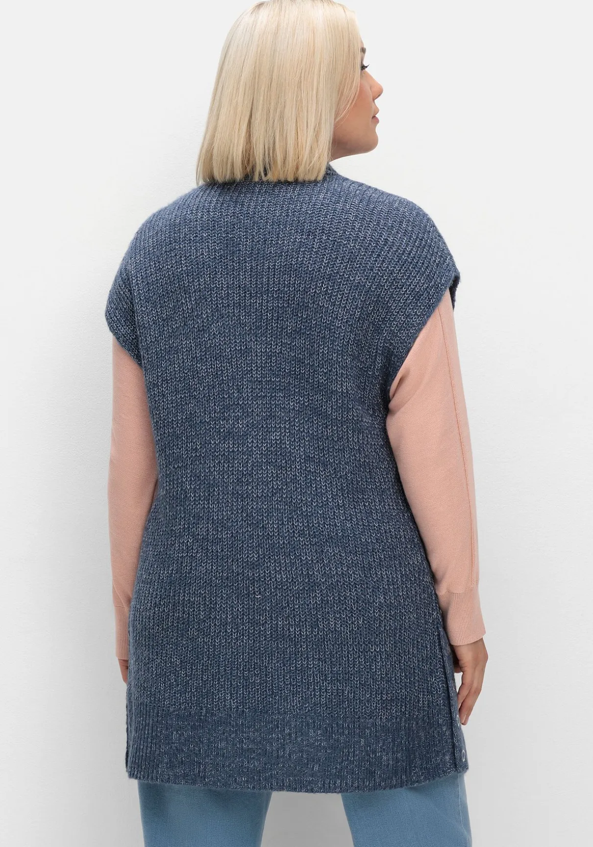 Strickweste in offener Form und melierter Optik