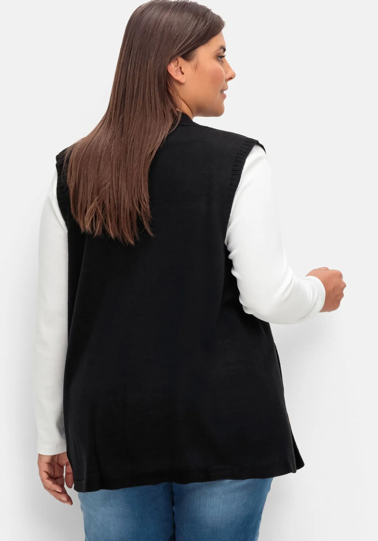 Strickweste in offener Form, mit Taschen