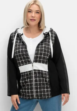 Sweatjacke mit Kapuze, im Mustermix