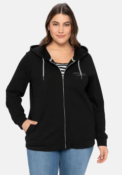 Sweatjacke mit Kapuze und kleinem Brust-Print