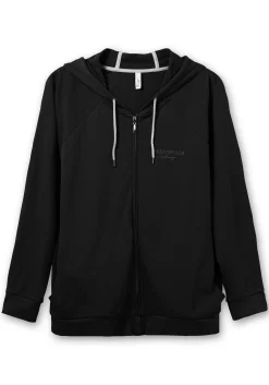 Sweatjacke mit Kapuze und kleinem Brust-Print