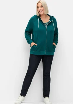 Sweatjacke mit Kapuze und kleinem Brust-Print