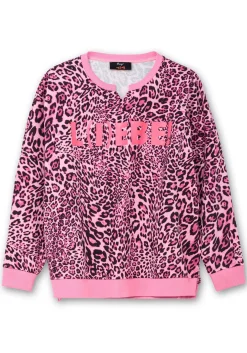Sweatshirt im Leoprint, mit Frontdruck