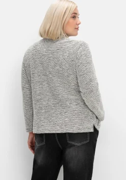 Sweatshirt in Bouclé-Qualität, mit Troyerkragen