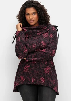 Sweatshirt in Longform mit weitem Kragen