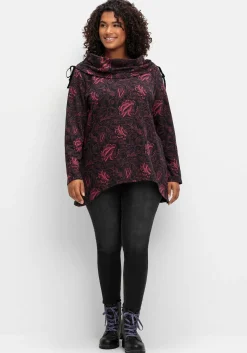 Sweatshirt in Longform mit weitem Kragen