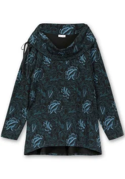 Sweatshirt in Longform mit weitem Kragen