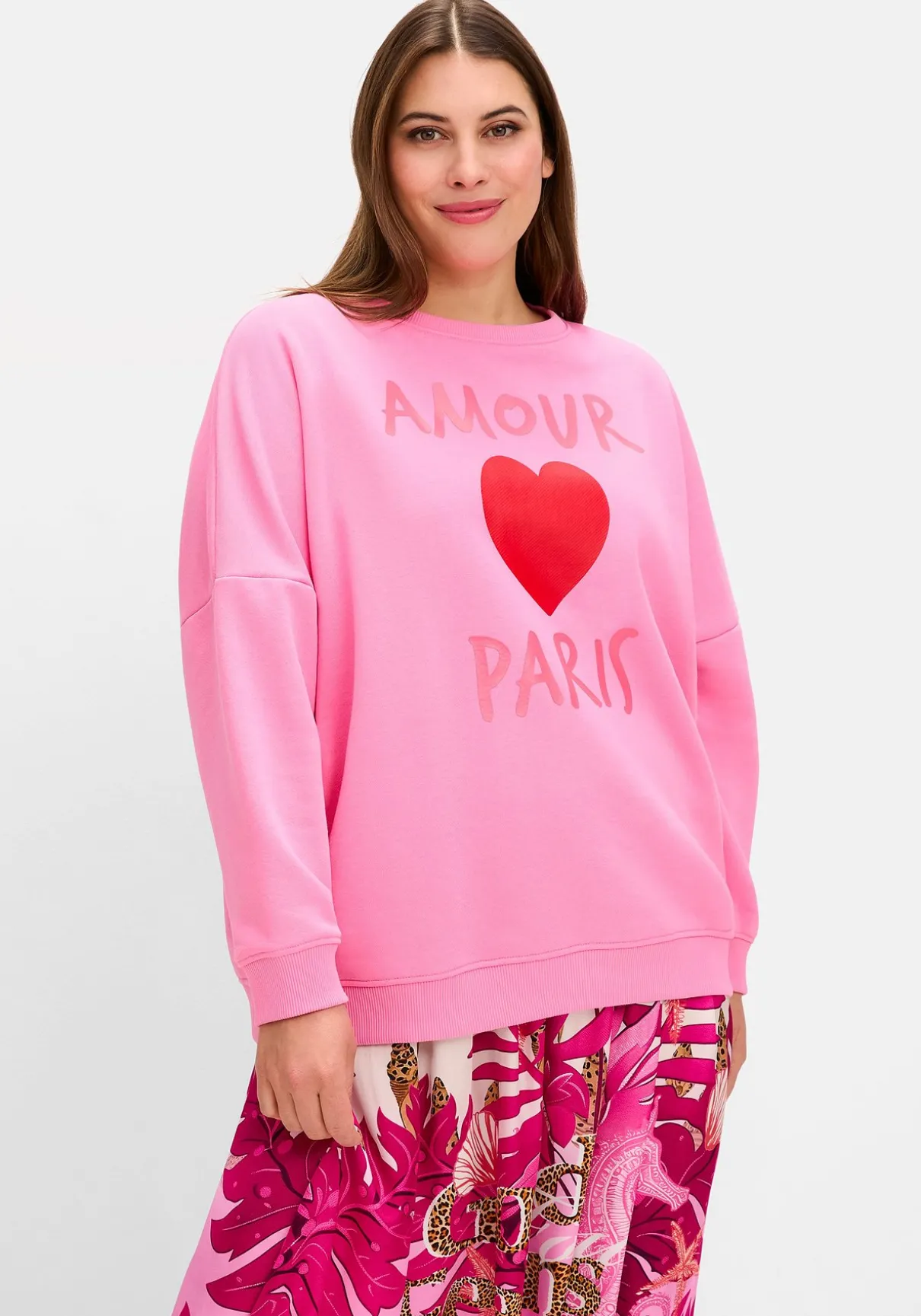 Sweatshirt mit Frontdruck und Rundhalsausschnitt