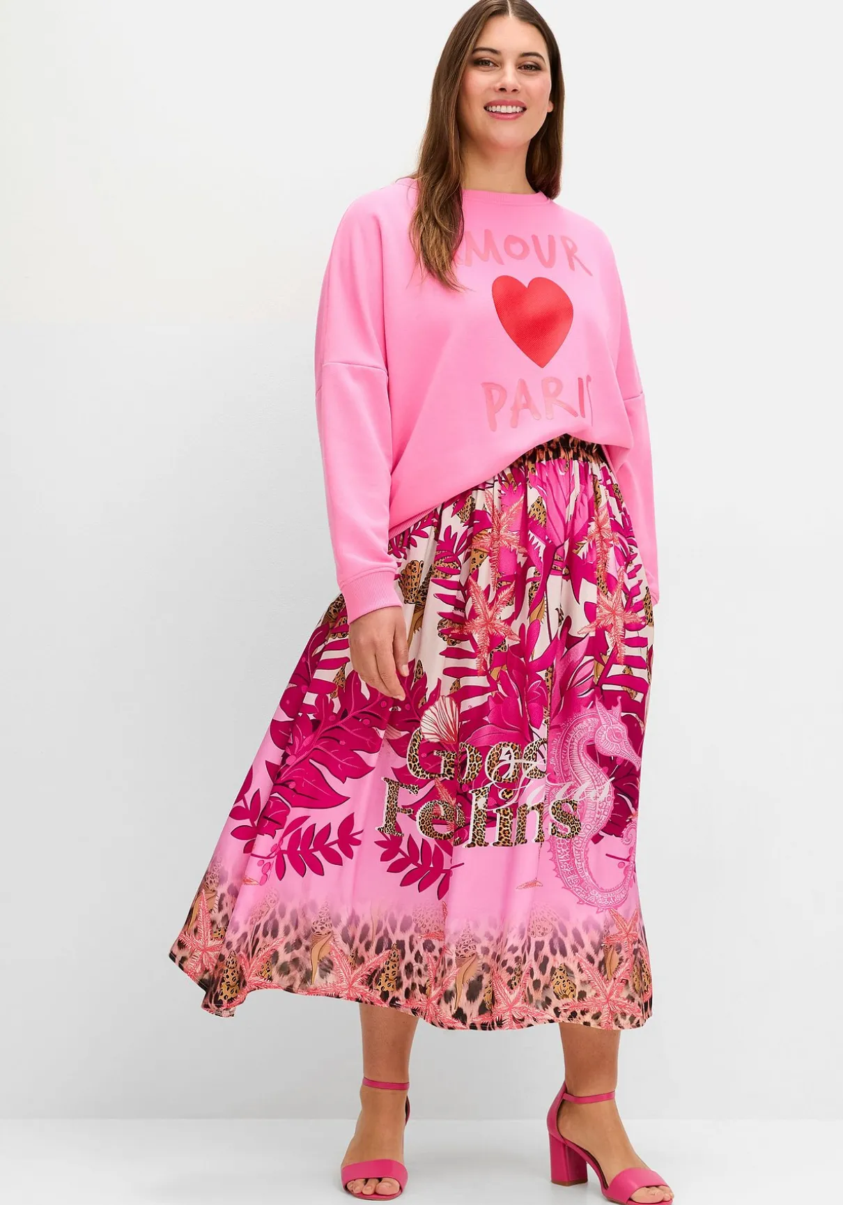 Sweatshirt mit Frontdruck und Rundhalsausschnitt