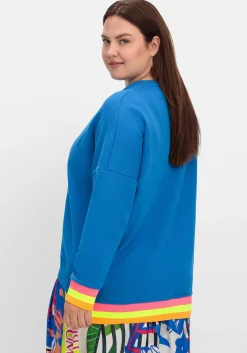 Sweatshirt mit Frontdruck und Ringelbündchen