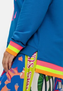 Sweatshirt mit Frontdruck und Ringelbündchen