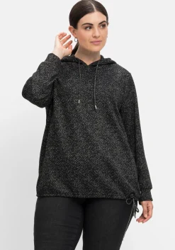 Sweatshirt mit Kapuze, in Salz-und-Pfeffer-Optik