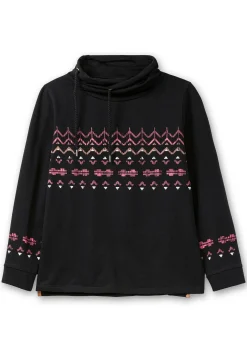Sweatshirt mit Norwegerprint und weitem Stehkragen