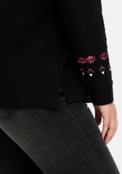 Sweatshirt mit Norwegerprint und weitem Stehkragen