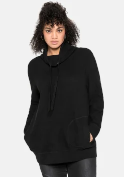 Sweatshirt mit Stehkragen, in Waffelpiqué-Optik