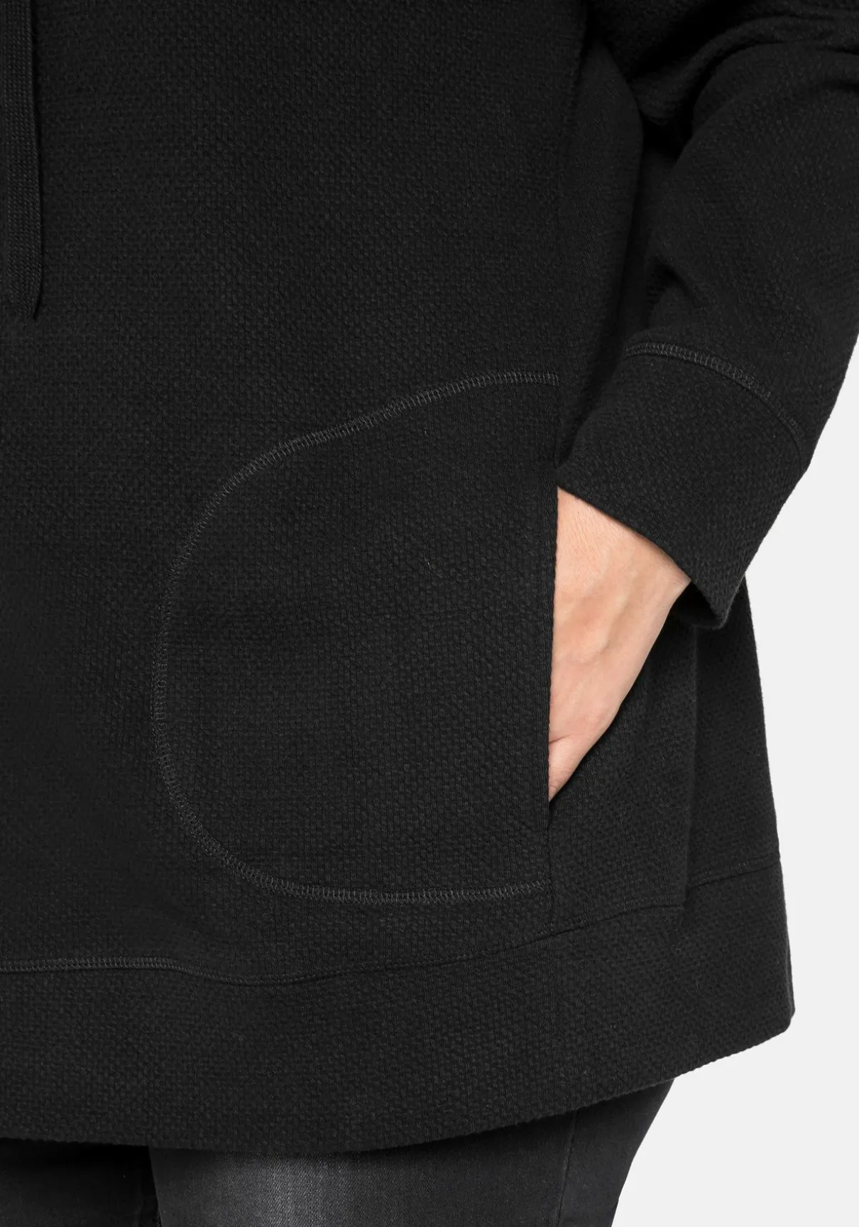 Sweatshirt mit Stehkragen, in Waffelpiqué-Optik