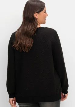 Sweatshirt mit Steppmuster und V-Ausschnitt