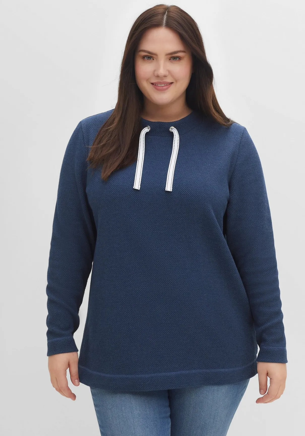 Sweatshirt mit Tunnelzug, aus Waffelpiqué