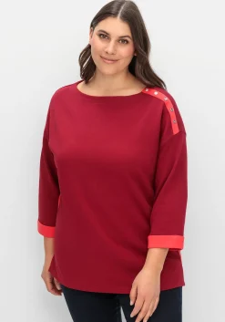 Sweatshirt mit Zierknöpfen und Kontrastdetails