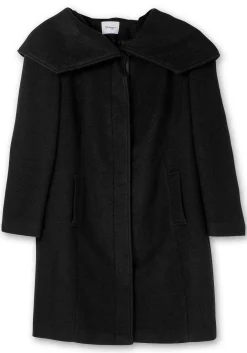 Taillierter Mantel mit großem Kragen und Wollanteil