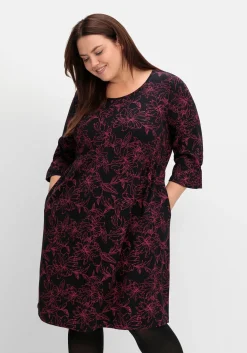 Tailliertes Shirtkleid mit 3/4-Arm und floralem Print